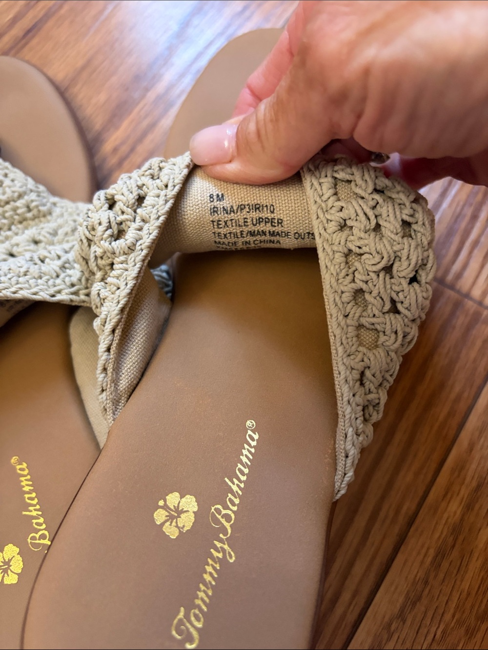 Tommy Bahama Women's Crochet Thong Sandals in Cream/Tan - Picture 7 of 7